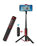 BlitzWolf Perche Selfie Bluetooth, Aluminium Léger Tout en Un Bâton Selfie Trépied avec Télécommande Amovible et Rechargeable, Selfie Stick Extensible pour iPhone, Samsung, Galaxy, Huawei et Plus