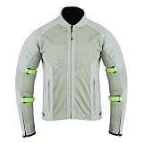 JET Blouson Moto Veste Été avec Armure de Mailles Air Flow NEYO (Argent, XL (EU 52-54))