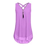 Femme Camisole Été sans Manches V-Neck Couleur Pure Fermeture éclair Grande Taille Vest Débardeur Tops T-Shirt Top Crop Gilet Croiser en arrière Ourlet posé Chemisier
