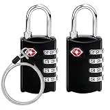 Emooqi TSA Cadenas de sécurité à combinaison de 4 chiffres, pour valise et bagages, approuvé par la TSA voyage sécurisé (2 Cadenas)