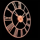 YJSMXYD Horloge Murale Les Horloges Grande Squelette Style Rose Or Miroir Murale Shabby Vintage Chic Chiffres Romains S Murales 40Cm