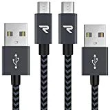 Rampow Câble Micro USB [1m/Lot de 2] - Garantie à Vie - Câble USB Micro USB Nylon Tressé en Fibre 2.4A - Câble Chargeur Samsung S7/S6/Série J, Huawei, Téléphones Android et Plus - Gris Sidéral