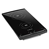 Klarstein VariCook Slim - Plaque à induction réglables séparément, 2900 watts, Température de 60-240 °C, Commande tactile, Minuteur régalble de 1-80 minutes, Surface entièrement vitrée, Noir