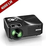 Vidéoprojecteur, YABER Mini Projecteur Portable 4000 Lumens Résolution Native 1280*720p, Retroprojecteur avec Haut-parleurs Stéréo HiFi, Couvercle en Métal, Supporte HDMI / USB / VGA / AV