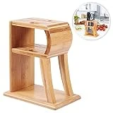 Bambou cuisine comptoir Top couteau bloc couteau rangement organisateur couverts présentoir support ciseaux avec 6 fentes porte-cuisine
