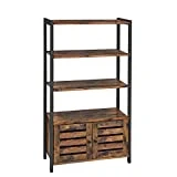 VASAGLE Bibliothèque, Meuble de Rangement, Style Industriel, avec 3 Étagères et 2 Portes battantes, pour Salon, Bureau à Domicile, Chambre, 70 x 30 x 121,5 cm, Multifonctionnel, Vintage LSC75BX
