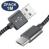 Câble Micro USB Pavoma Chargeur Samsung - 1M/Lot de 2 - Chargeur Micro USB en Nylon Tressé Cordon Micro Rapide compatible Samsung S7/S6,Huawei,Honor,HTC,Nexus,LG,Kindle, Appareils Android - Gris&Noir
