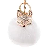 Gespout Porte-clés Photo Fox Alliage Sac Porte Cle pour Voiture Téléphone Pochette Accessoires de Fête Décoration Maison Pendentif Accessoires (Blanc et Or)