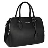 David Jones - Sac à Main Femme Bugatti - Sac Cabas Fourre-Tout Cuir Véritable PU - Sac Multi Poche Porté Epaule Bandoulière - Sac Dame Travail Sac Ville Elégant Vintage Classique Chic - Noir