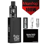 Manvap BACO 100W Cigarette Électronique, Kit Complet de Puissance Réglable, Atomiseur Rempli-Dessus, Sans Nicotine Ni Tabac