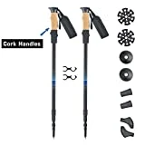 MECHHRE 100% 3K Carbone Une Paires Bâtons De Marche Randonnée Télescopique Ultraléger 220g EVA Liège Respirant Poles Trekking Antichoc Antidérapant (Aluminium 6061 Bleu-Noir, Télescopique 65-135cm)