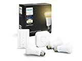 Philips Hue Kit de Démarrage White And Ambiance avec 3 X E27 - 9W [Pont et Interrupteur avec Variateur Inclus] - Fonctionne avec Alexa