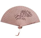 Xmiral Vintage Ventilateur de Poche en Bois de Style Chinois pour Les Fans des partis Party Favors Decorations Creux Ventilateur sculpté plié par F