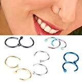 ILOVEDIY 5Pcs Piercing de Nez Anneau en Anneaux Bijou de Corps Stud (Mixte)