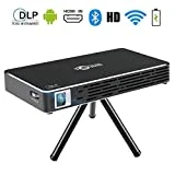 Toumei C800S Mini Projecteur - Android 7,1 Portable Videoprojecteur WiFi DLP Pico Projecteur 100 ANSI Lumens - 1080P Full Hd WiFi Bluetooth Entree Hdmi Pour  Gaming/Laptop/PS4 (Noir)