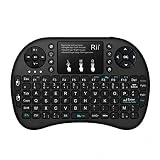 Rii Mini i8+ Wireless (AZERTY) - Mini Clavier Française Rétro-éclairé Ergonomique sans Fil avec Touchpad - Pour Smart TV, mini PC, HTPC, Console, Ordinateur (Noir)