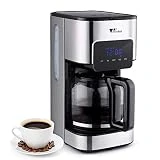 amzdeal Cafetière à Filtre Programmable à 12 Tasse - Machine à Café à Écran Tactile avec Verseuse Thermostatique, Système Anti-Gouttes, Arrêt Automatique, Sélecteur de Concentration, 900W