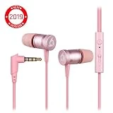 KLIMTM Fusion Écouteurs Haute Qualité Audio - Pink - Garantie 5 Ans - Innovant : Ecouteurs Intra-auriculaire avec Mousse à Mémoire de Forme avec Microphone - 3,5mm Jack - Version 2019 - Rose Gold