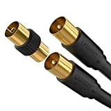 UGREEN Câble Antenne TV Mâle à Mâle Câble Coaxial TV avec Adaptateur Femelle à Femelle Compatible avec Télé Décodeur TNT DVB T2 Ampli Répartiteur TV Freebox Résistance 75 Ohm (3M)
