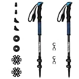 Terra Hiker Bâtons de Randonnée, Bâtons de Marche 100% Fibre de Carbone Télescopique, Ultra Léger 225g par Bâton, Longueur Réglable de 62 à 135 CM, Parfait pour Trekking, Randonnée et Ski (Bleu)