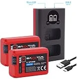 Baxxtar Pro (2X) Compatible avec la Batterie Sony NP-FW50 - Mini 1851 LCD Dual Chargeur - (entrée USB-C et MicroUSB)