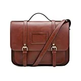 ECOSUSI Sac Cartable Vintage pour Femme Sac en Bandoulière Femme Sac Porté Epaule Sac Messenger Rétro Femme Marron
