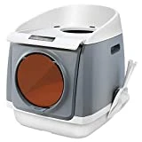 DADYPET Bac à Litière pour Chats, Maison de Toilette Chat Double-Porte, Entrée Frontale et Sortie Supérieure, Grande Boîte à litière pour Chat avec Pelle à litière Ergonomique 55 * 46 * 49cm (Gris)