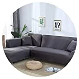 JIAN YA NA Canapé Extensible Covers Polyester Spandex Housse Polyester Tissu Stretch Slipcovers + 2pcs Oreiller Couvre pour Canapé en L Canapé (Gris)