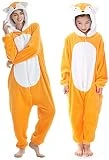 Adulte et Enfant Unisexe Licorne Tigre Lion Renard Onesie Animaux Cosplay Pyjamas Halloween Costume De Carnaval Fantaisie Robe Loungewear (Fox, XL fit Hauteur 174-183cm)