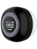 VTIN Relaxer Enceinte Bluetooth Portable, FM Radio de Douche Haut-Parleur Etanche, Ecran LCD, Temps de Lecture de 10 Heures, Micro Intégré, avec Ventouse,Mini Enceinte Sans Fil pour Salle de Bain