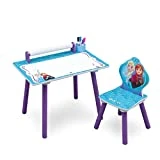 Delta Children TT89532FZ Bureau avec Rouleau de Coloriage Intégré Motif La Reine des Neiges Bois Bleu 59,69 x 44,45 x 43,18 cm
