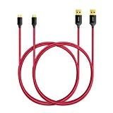 Anker - [Pack de 2] Câbles micro USB de 180 cm en nylon tressé anti-emmêlement, avec connecteurs plaqué or, pour téléphones Android, Samsung, HTC, Nokia, Sony et autres