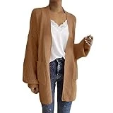 Femme Sweatshirt Cardigan Tunique Long, Pull en Tricot Veste Hoodies Kpop Chaude Casual Veste Outerwear Pull Pas Cher A La Mode Chemisier (Café)