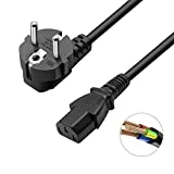 DTK 1.8m Câble d'alimentation IEC 320 C13 H05VV-F Schuko Cordon Électrique secteur pour PC, TV, Appareils Froids Imprimante, Moniteur, Télévision, Vidéoprojecteur, PS3 / PS4 PRO,Equipement DJ, Noir