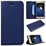 CE-LINK Coque Samsung A3 2017, Etui Cuir Samsung A3 2017, Housse Folio à Rabat Portefeuille Ultra Mince Flip Wallet Coque Étui Housse en Cuir - Bleu foncé