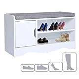 Banc à Chaussures Banc armoire a chaussure Banc de Rangement à Chaussures avec Coussin de Siège Pour Entrée de Chambre à Coucher de Couloir 80 * 30 * 44 cm