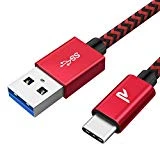 Rampow Câble USB Type C à USB 3.0 - Garantie à Vie - Câble USB C Nylon Tressé en Fibre Charge/Synchro Ultime Rapide - Chargeur USB C avec Connecteur Ultra Résistant - 1m/3.3ft - Rouge et Noir