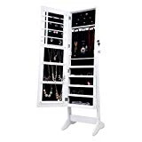 LANGRIA Armoire à Bijoux avec Miroir à Pied, 4 réglable Angles penchés, Un Stockage Spacieux pour Les Anneaux, Boucles d'oreilles, Bracelets, Broches