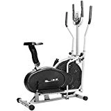 ISE Vélo Elliptique et Vélo d'Appartement 2 en 1,Cross Trainer avec Siège, Cardio Training avec Pulsomètre & Écran LCD, Max. 120KG, SY-9002