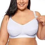 Gratlin Femme Soutien-Gorge d'allaitement Grande Taille en Coton sans Armature Blanc FR:95G