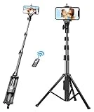 Bovon Perche Selfie, 133cm Extensible Trépied Smartphone Stable avec Télécommande Bluetooth Détachable pour iPhone 11 Pro Max/11 Pro/11/XS Max/XR/X/8 Plus, Samsung Note 10/S10e, Gopro, Caméra, etc