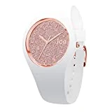 Ice-Watch - Ice Glitter White Rose-Gold - Montre Blanche pour Femme avec Bracelet en Silicone - 001350 (Medium)