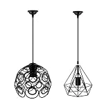 perfk 2pcs Lampe Suspension Abat-jour Plafonnier Cage Applique Murale Moderne Cristal Douille Lustre Vintage Retro Industrielle