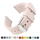 Archer Watch Straps - Bracelet de Montre Homme et Femme | Ajustable en Silicone Souple et Robuste | pour Montre Classique et Smartwatch (Rose Pâle, 18mm)