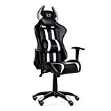Diablo X-One Horn Gaming Chaise Mécanisme d'inclinaison Accoudoirs Réglables Coussin Lombaire Cuir Artificiel Chargeable Jusqu'à 150 kg (Noir/Blanc)