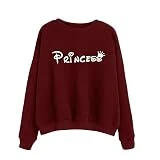 Tonsee Femmes Blouse à manches longues Lettre overs Print Sweatshirt (XL, Vin rouge)