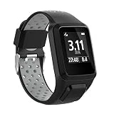 O-More Bracelet de Rechange Compatible Tom Tom Runner, Bracelet de Sport pour Tomtom Runner 2, Runner 3, Spark 3, Adventure et Golfer 2 (Black&Grey)