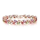 Yazilind Boucle Bracelet Rose plaqué Or Jolie Couleur Feuilles de Zircon pour Les Femmes Filles Partie Bijoux (17cm)