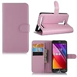 Guran Housse En Cuir pour Asus ZenFone 2 Laser ZE550KL (5,0 pouces) Smartphone Flip Cover Etui Debout Fonction et Fente Porte-cartes Cas-rose