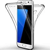 Coque Etui Galaxy S7, Leathlux Silicone Gel Case Avant et Arrière Intégral Full Protection Cover Transparent TPU Housse Anti-rayures pour Galaxy S7 5.1'